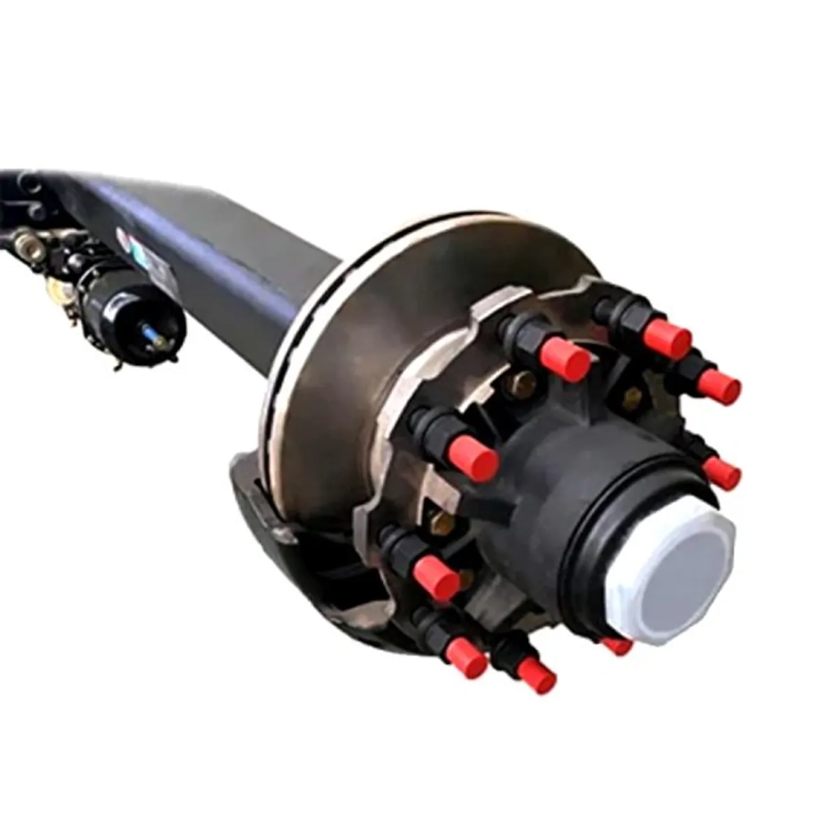 Dump trailer hydraulic tipping cylinder in raised position, telescopic hydraulic ram