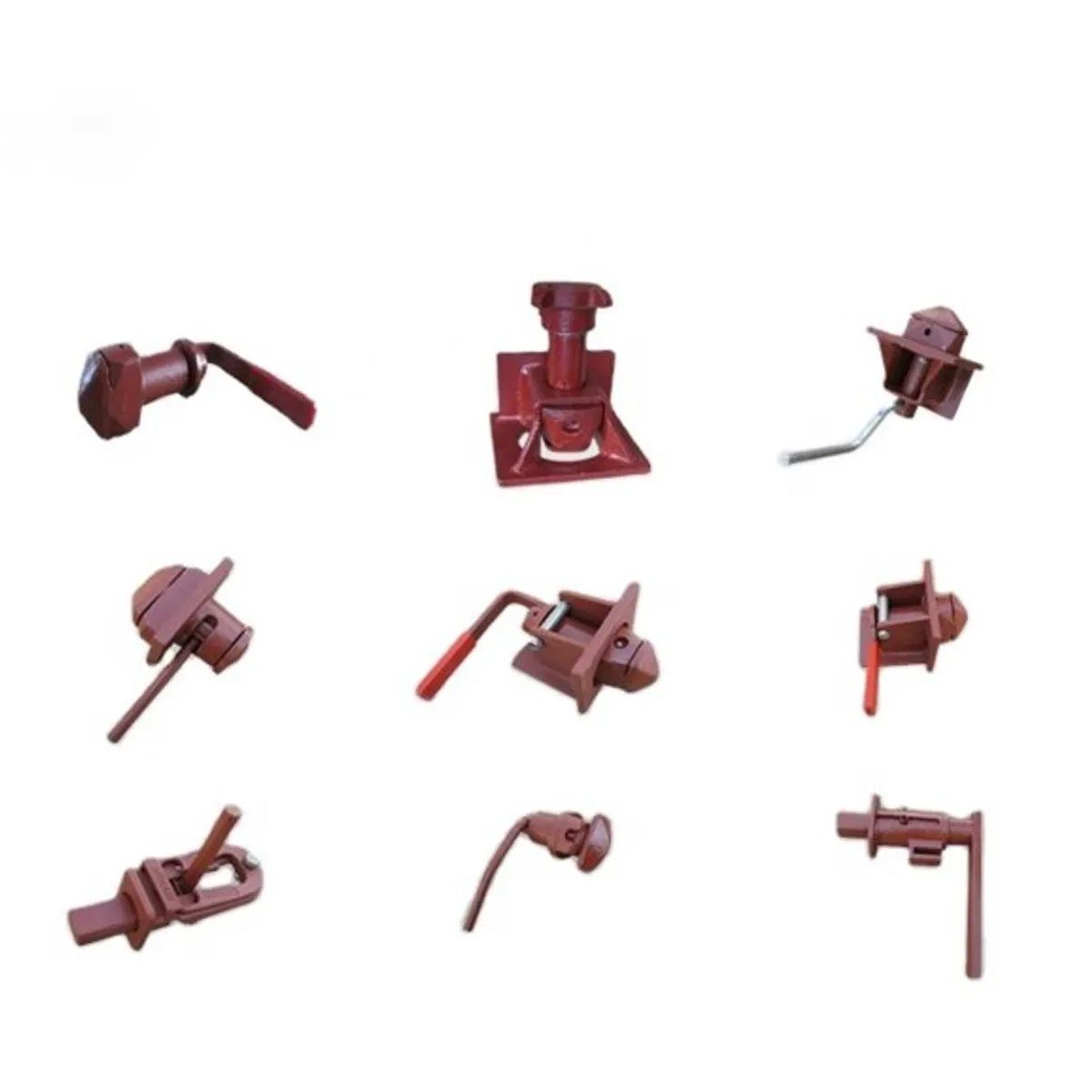 Assorted trailer container twist locks and locking mechanisms